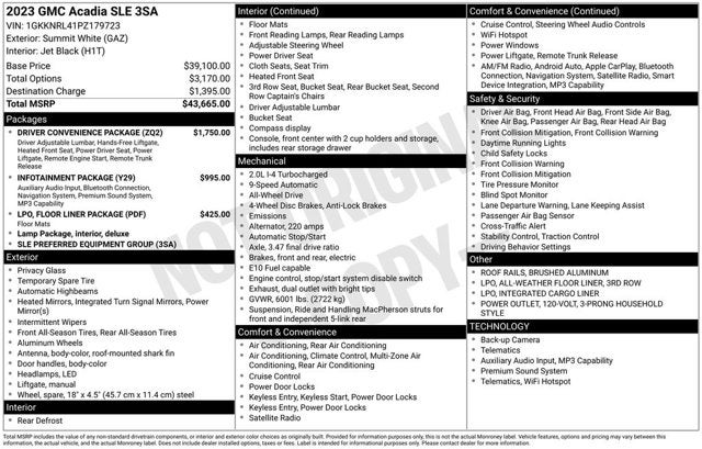 2023 GMC Acadia SLE