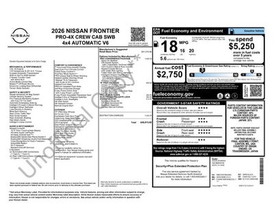 2026 Nissan Frontier PRO-4X w/R Package