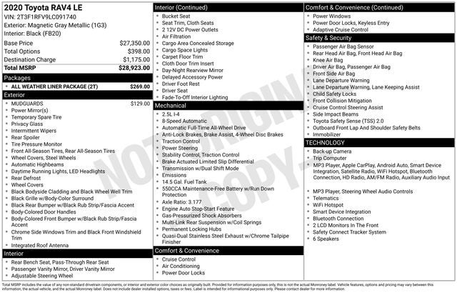2020 Toyota RAV4 LE