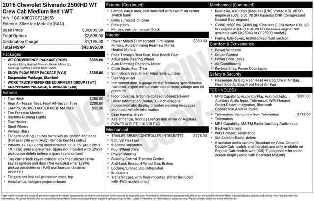 2016 Chevrolet Silverado 2500HD Work Truck