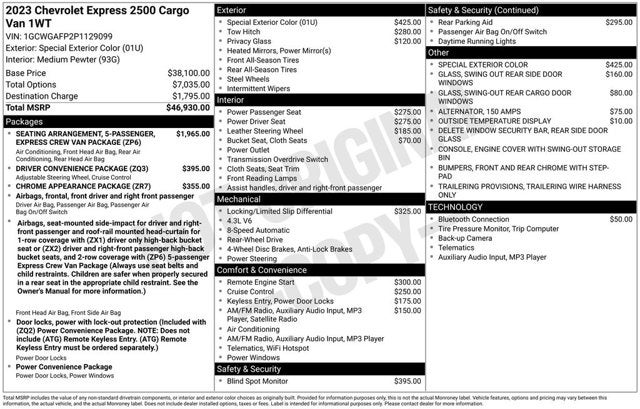 2023 Chevrolet Express Cargo Van Conversion Van