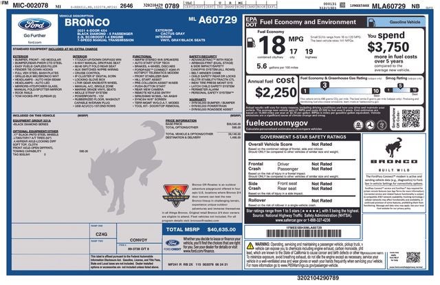 2021 Ford Bronco Black Diamond