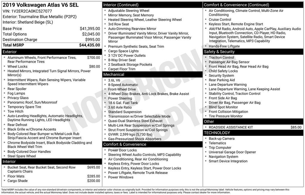 2019 Volkswagen Atlas SEL