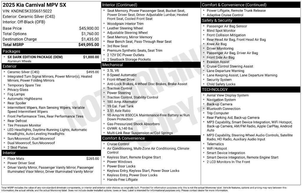 2025 Kia Carnival SX