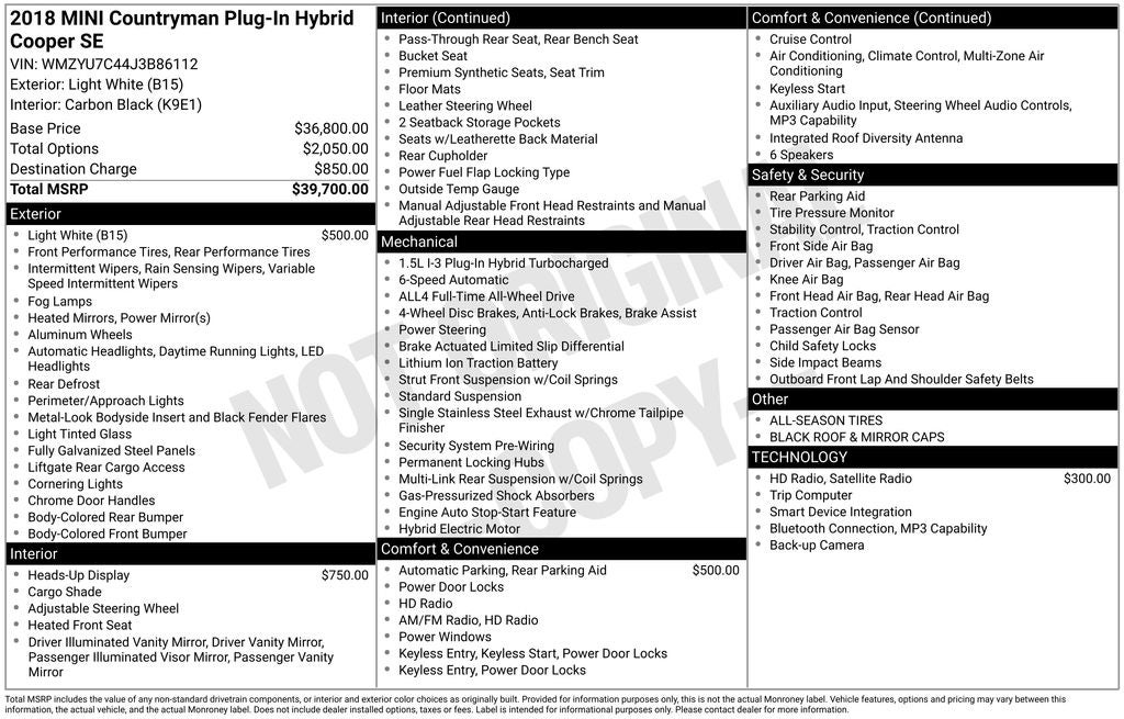 2018 MINI Cooper S E Countryman