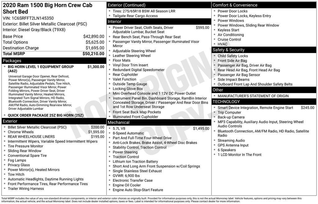 2020 RAM 1500 Big Horn