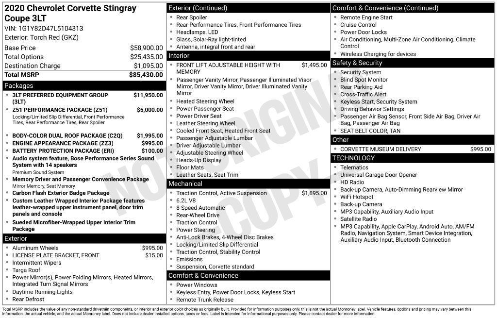 2020 Chevrolet Corvette Stingray 3LT