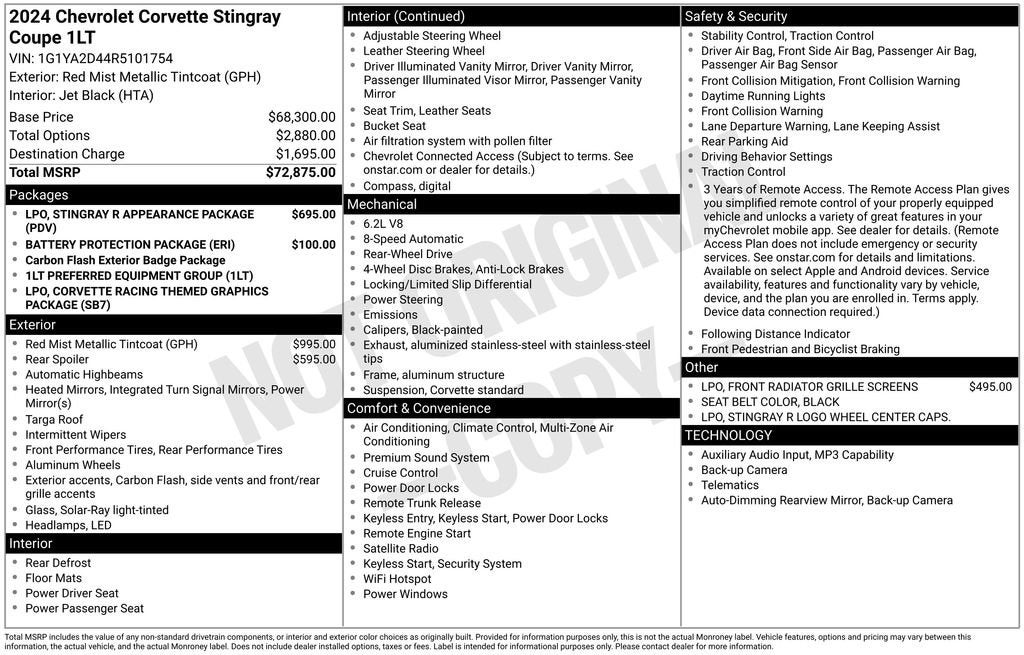 2024 Chevrolet Corvette Stingray 1LT