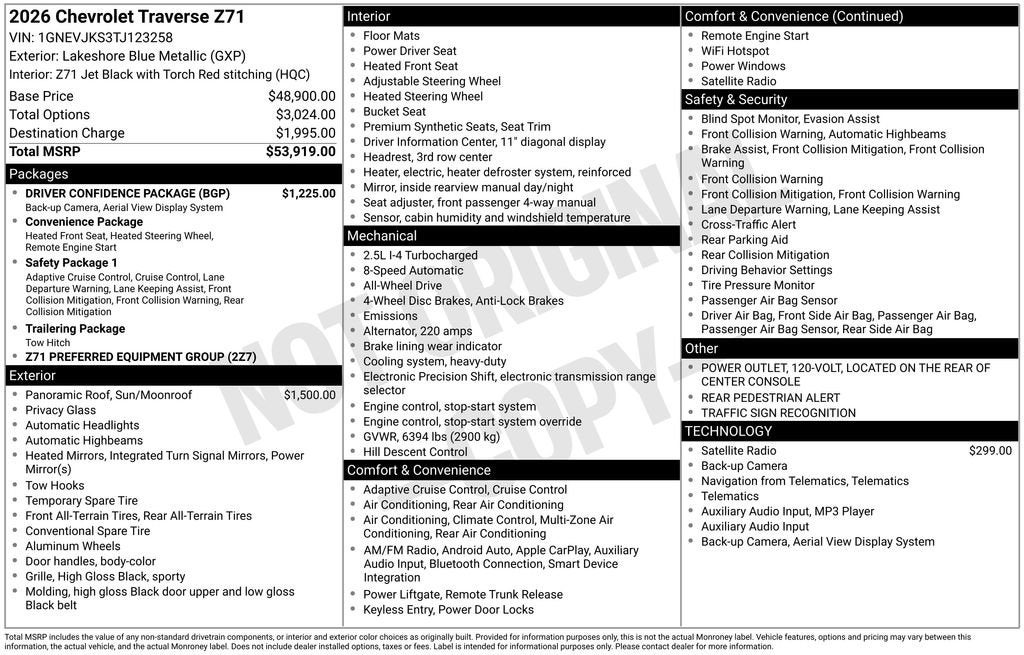 2026 Chevrolet Traverse Z71