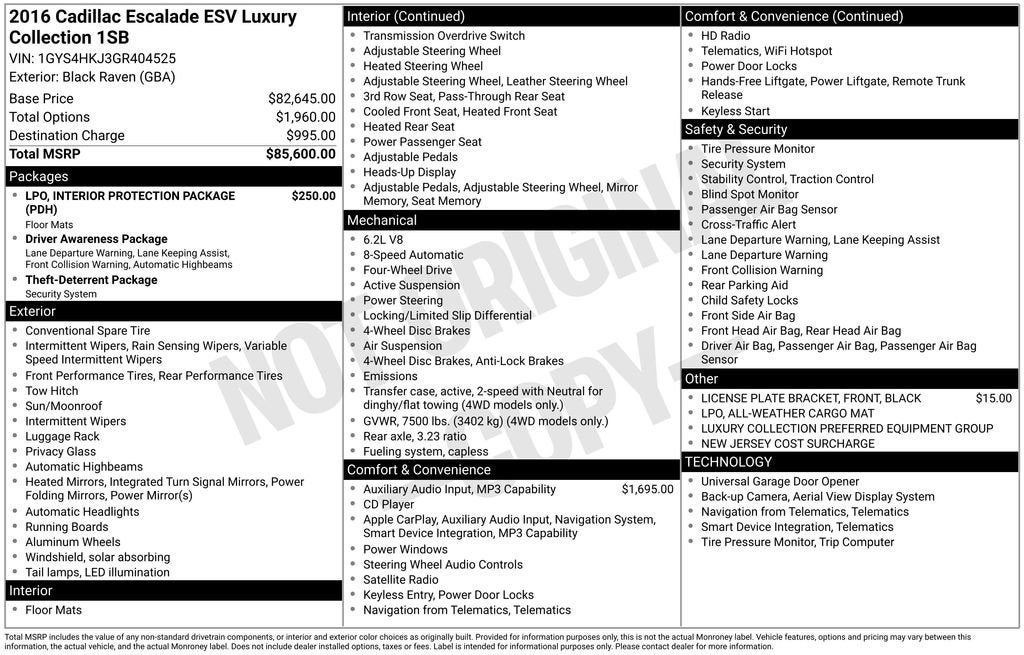 2016 Cadillac Escalade ESV Luxury Collection