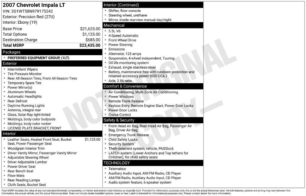 2007 Chevrolet Impala 3.5L LT