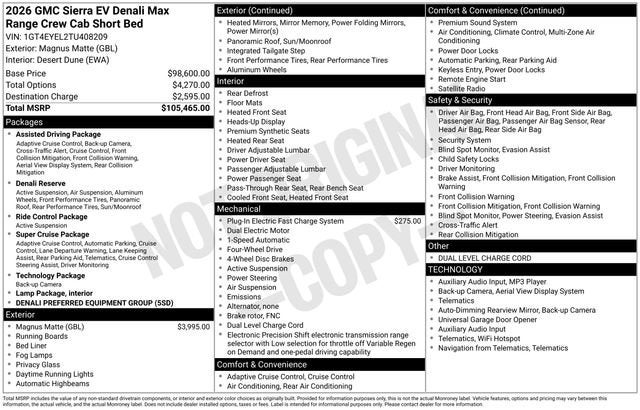 2026 GMC Sierra EV Denali Max Range