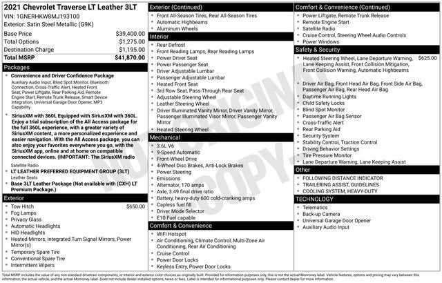 2021 Chevrolet Traverse LT Leather