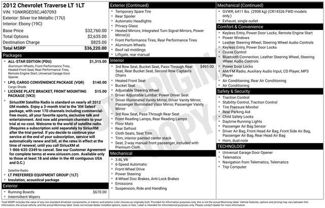 2012 Chevrolet Traverse LT w/1LT